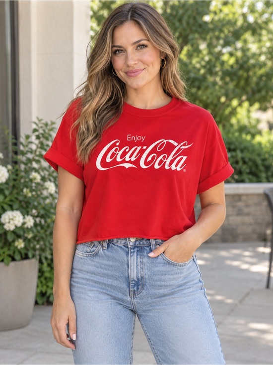 Coca Cola Tops - Coca Cola Red Crop Tee with White Logo women’s L